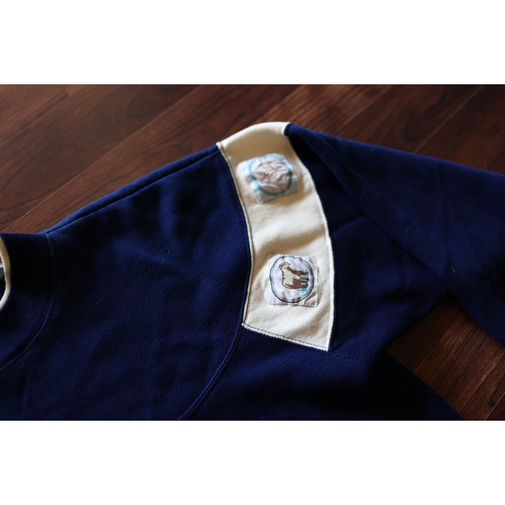 Vintage Premier International Woman's Elk/ Bear Patches Blue Sweater S - Picture 7 of 14